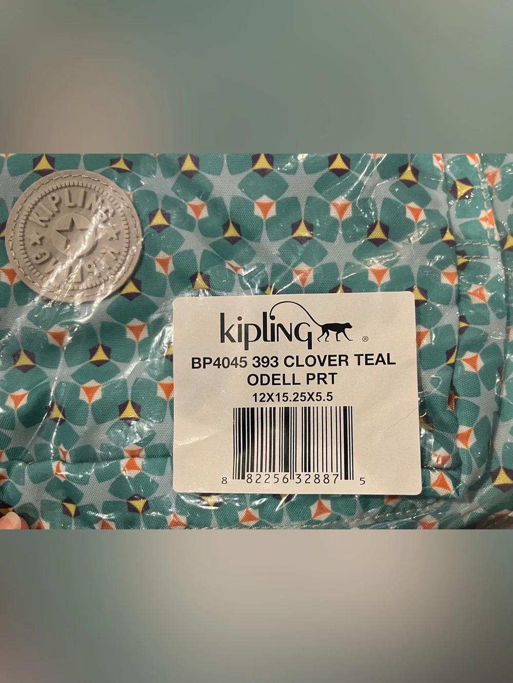 Kipling Teal Print Backpack with Pockets, Straps, NWT Large